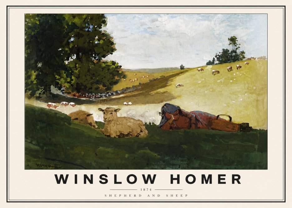 Winslow Homer Shepherd and Sheep No3 - Affiche