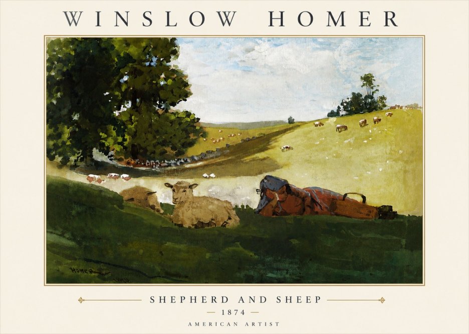 Winslow Homer Shepherd and Sheep No4 - Affiche