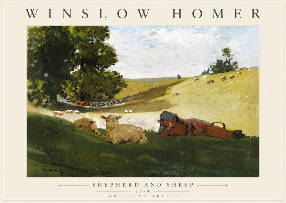 Winslow Homer Shepherd and Sheep No5 - Affiche