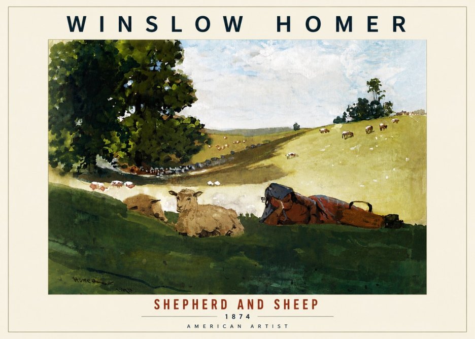 Winslow Homer Shepherd and Sheep No6 - Affiche