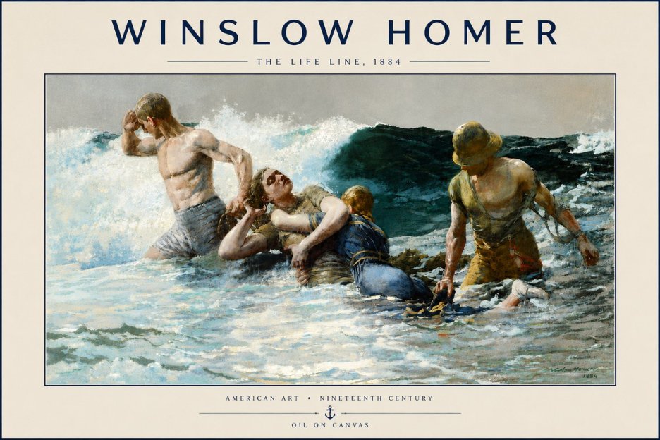 Winslow Homer The Life Line No5 - Affiche