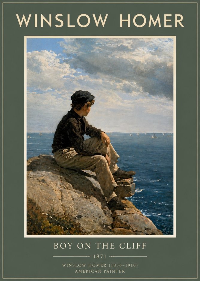 Winslow Homer Boy on the Cliff No5 - Affiche