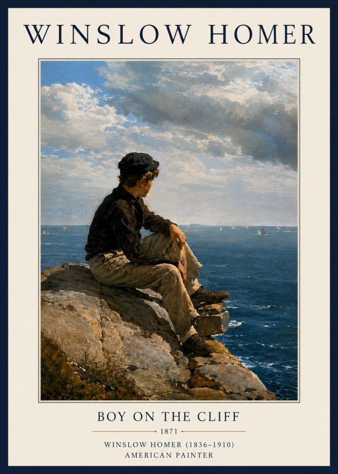 Winslow Homer Boy on the Cliff No6 - Affiche