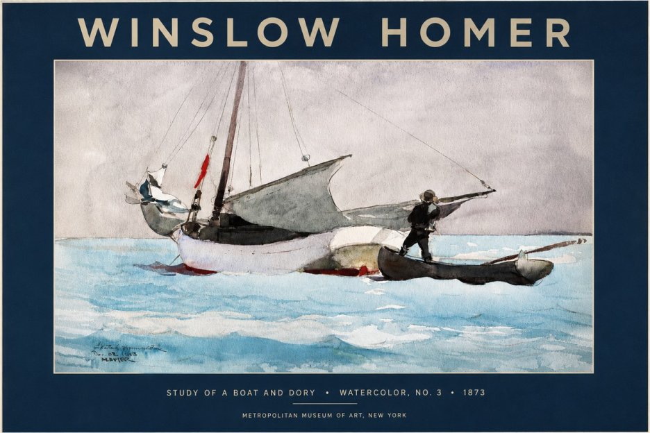 Winslow Homer Study of a Boat and Dory Watercolor, No. 3 No2 - Affiche