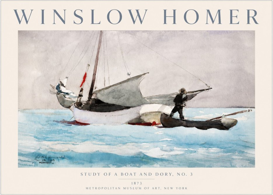 Winslow Homer Study of a Boat and Dory Watercolor, No. 3 No3 - Affiche