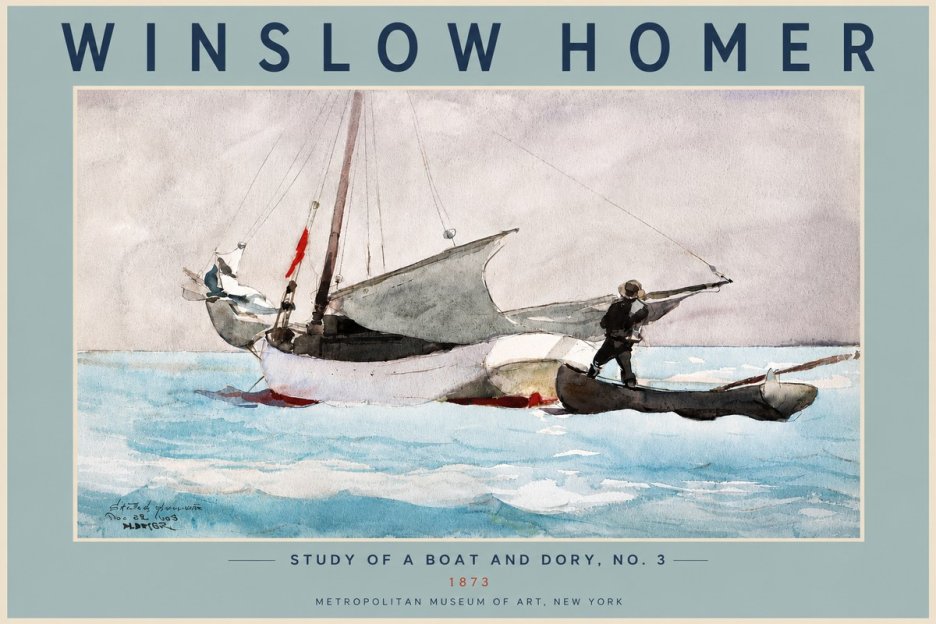 Winslow Homer Study of a Boat and Dory Watercolor, No. 3 No5 - Affiche