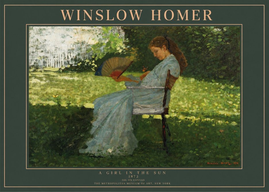 Winslow Homer A Girl in the Sun No2 - Affiche