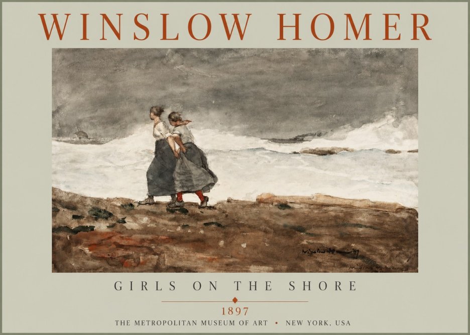 Winslow Homer Girls on the Shore No2 - Affiche