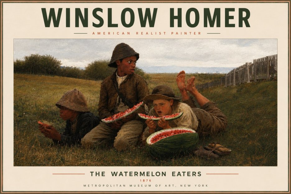 Winslow Homer The Watermelon Eaters No5 - Affiche