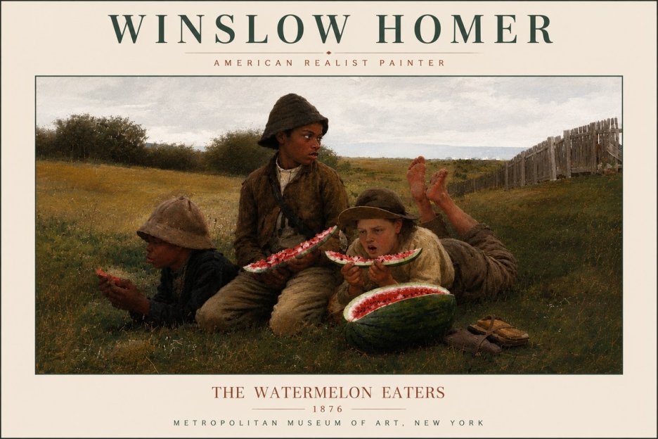 Winslow Homer The Watermelon Eaters No6 - Affiche