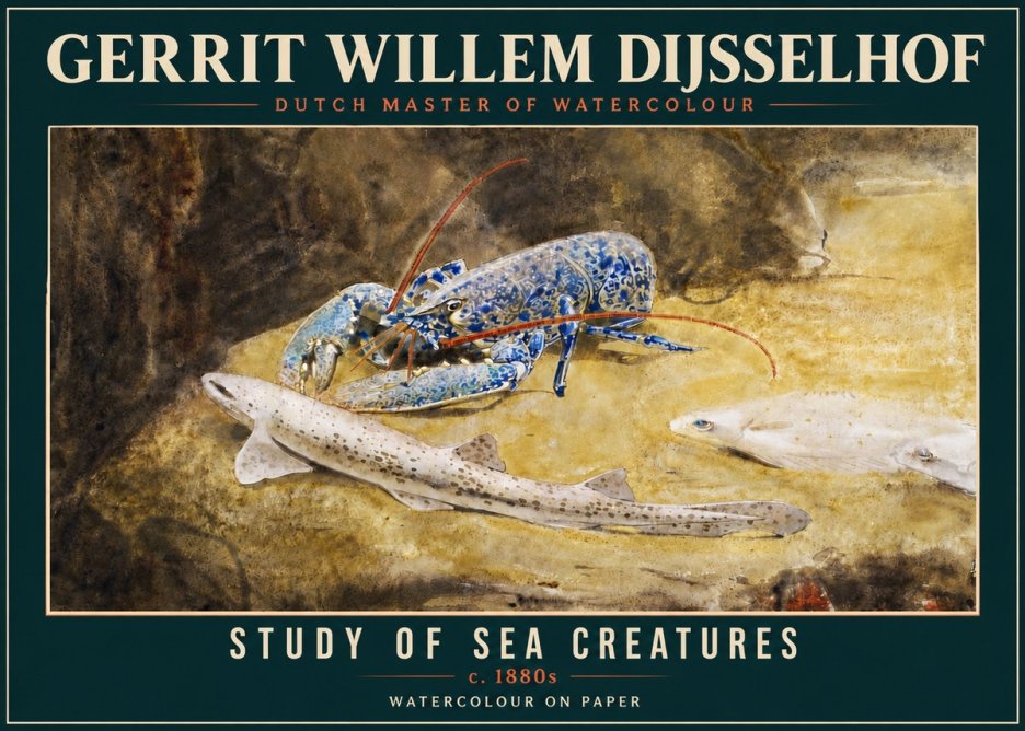 Gerrit Willem Dijsselhof Study of Sea Creatures No4 - Affiche