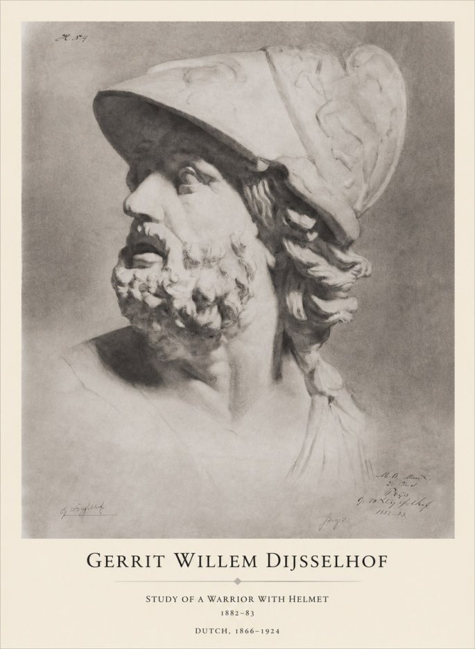 Gerrit Willem Dijsselhof Study of a Warrior with Helmet No1 - Affiche