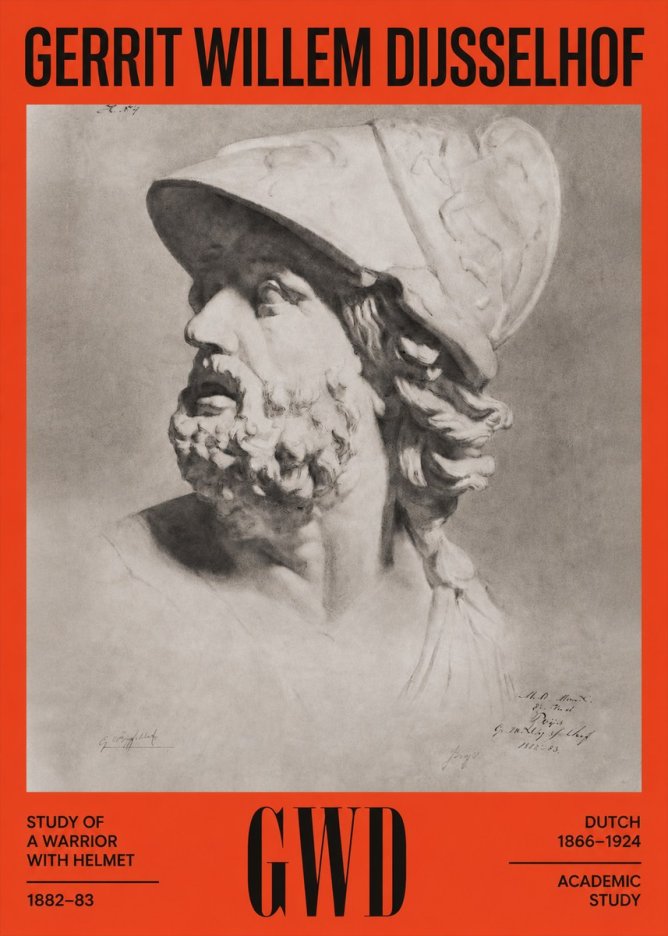 Gerrit Willem Dijsselhof Study of a Warrior with Helmet No2 - Affiche
