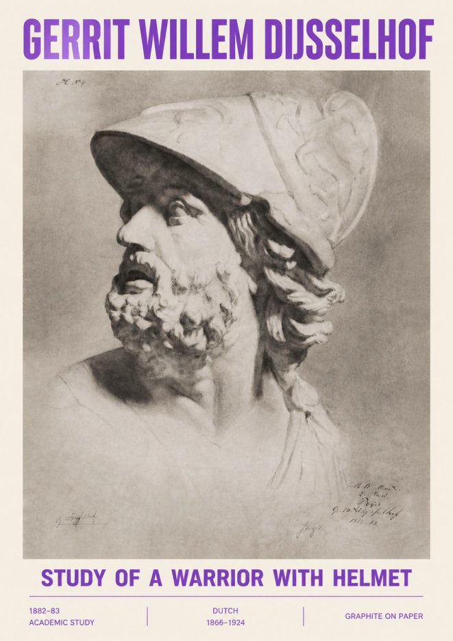 Gerrit Willem Dijsselhof Study of a Warrior with Helmet No4 - Affiche