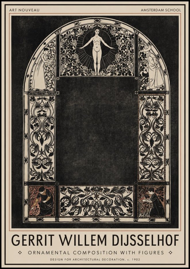 Gerrit Willem Dijsselhof Ornamental Composition with Figures No1 - Affiche