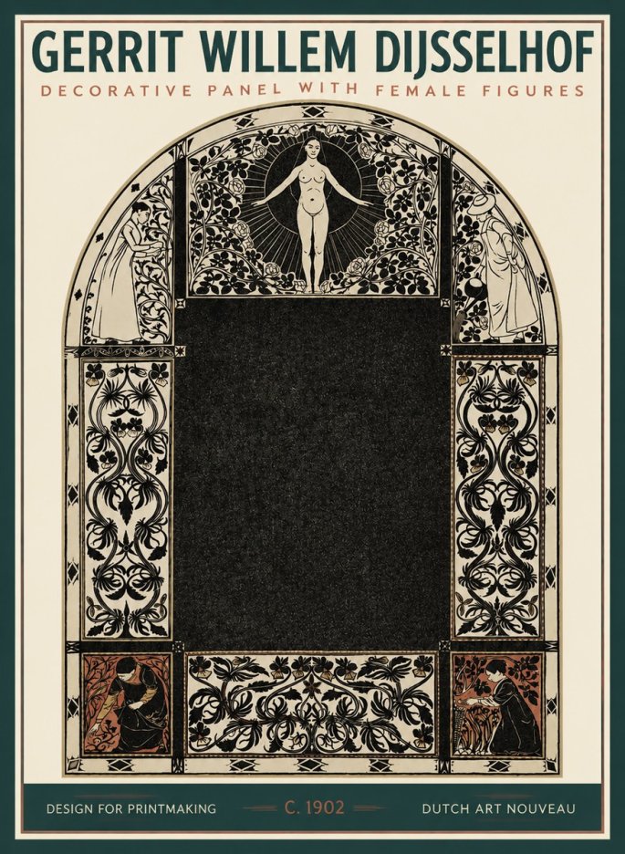 Gerrit Willem Dijsselhof Ornamental Composition with Figures No3 - Affiche
