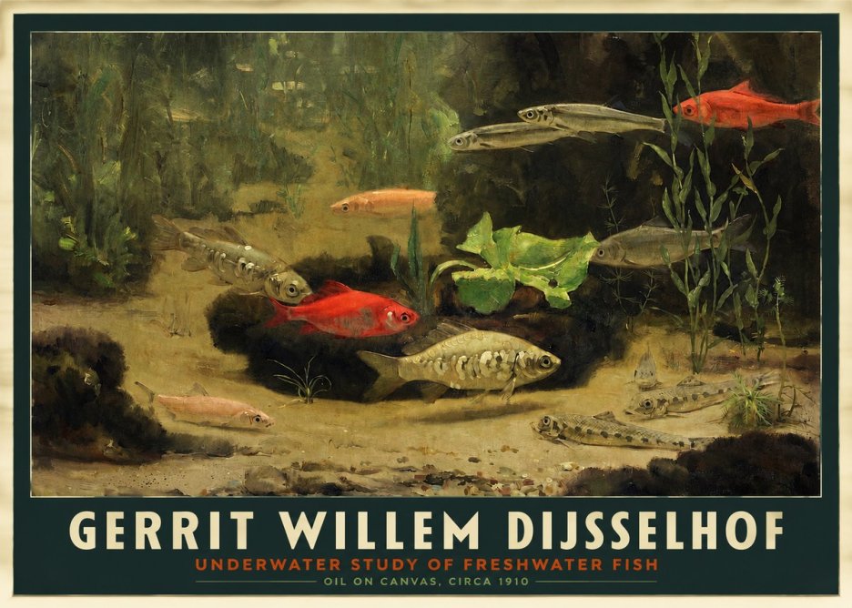 Gerrit Willem Dijsselhof Underwater Study of Freshwater Fish No2 - Affiche