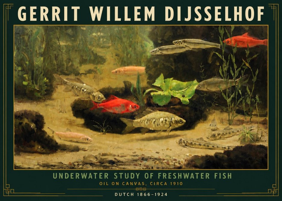 Gerrit Willem Dijsselhof Underwater Study of Freshwater Fish No5 - Affiche