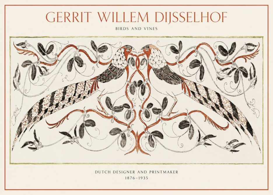 Gerrit Willem Dijsselhof Ornamental Design with Birds and Foliage No2 - Affiche