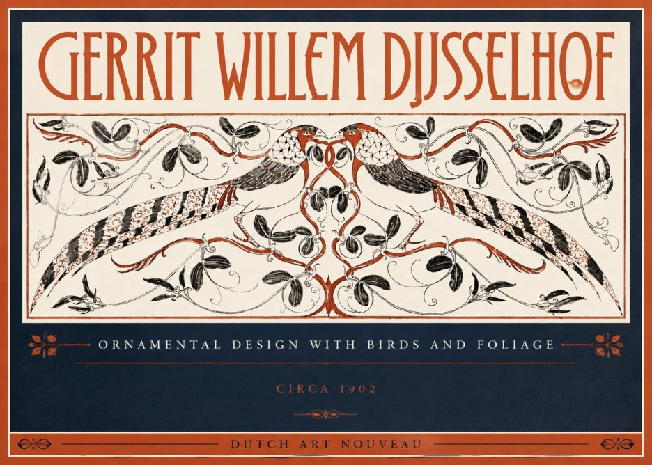 Gerrit Willem Dijsselhof Ornamental Design with Birds and Foliage No5 - Affiche