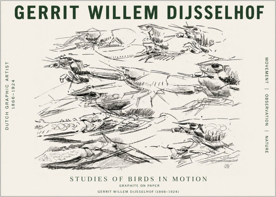 Gerrit Willem Dijsselhof Studies of Birds in Motion No4 - Affiche