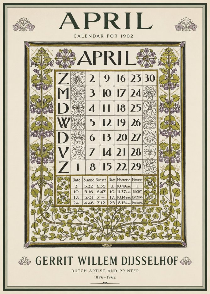 Gerrit Willem Dijsselhof April No3 - Affiche