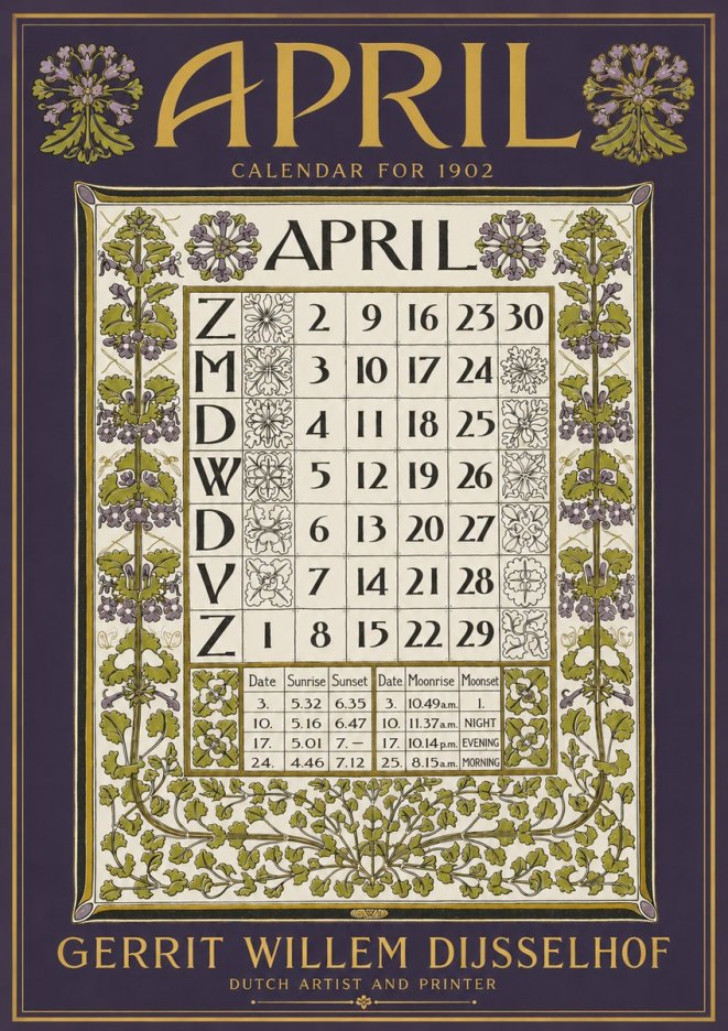 Gerrit Willem Dijsselhof April No4 - Affiche