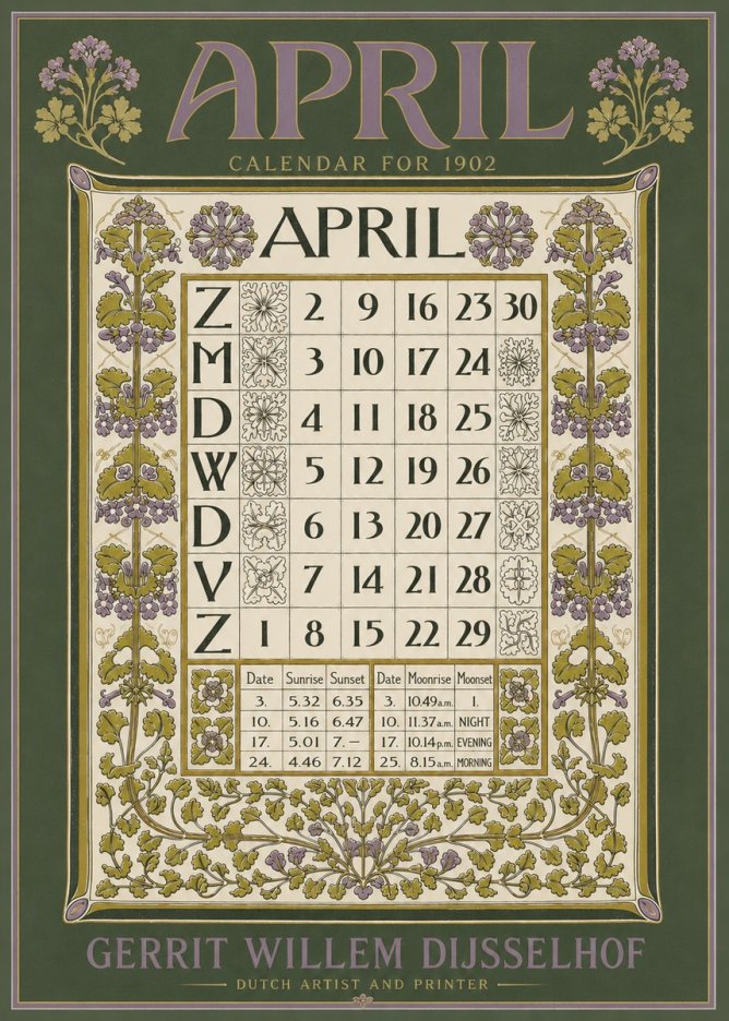 Gerrit Willem Dijsselhof April No5 - Affiche