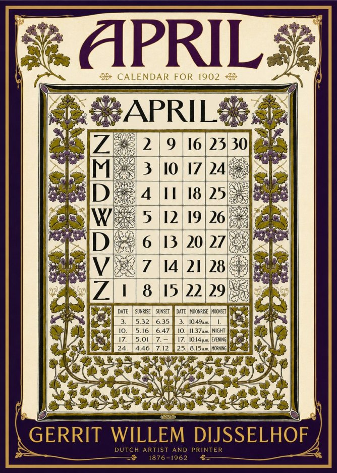Gerrit Willem Dijsselhof April No6 - Affiche