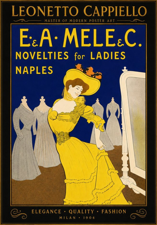 Leonetto Cappiello E.&a. Mele & C. Novelties for Ladies Naples No6 - Affiche