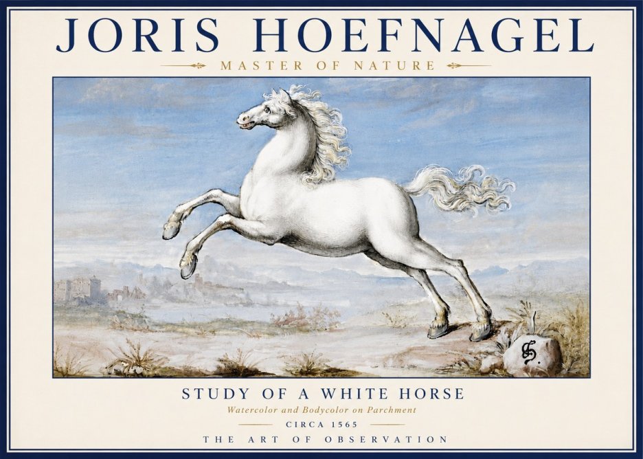 Joris Hoefnagel Study of a White Horse No6 - Affiche
