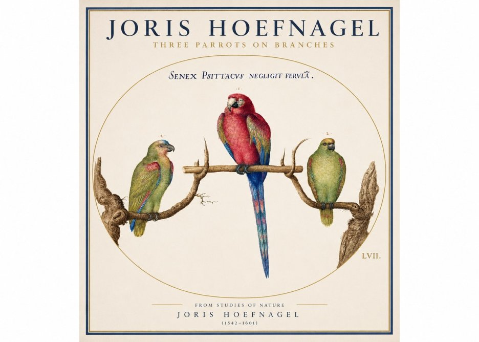 Joris Hoefnagel Three Parrots No3 - Affiche