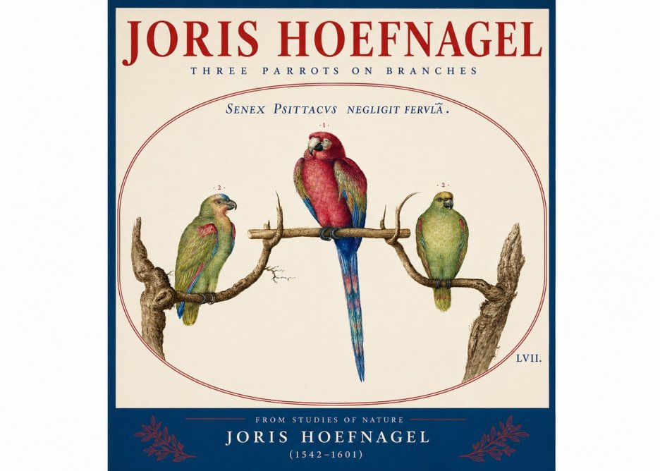 Joris Hoefnagel Three Parrots No4 - Affiche