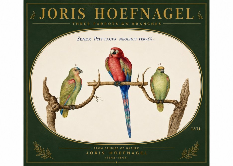 Joris Hoefnagel Three Parrots No6 - Affiche