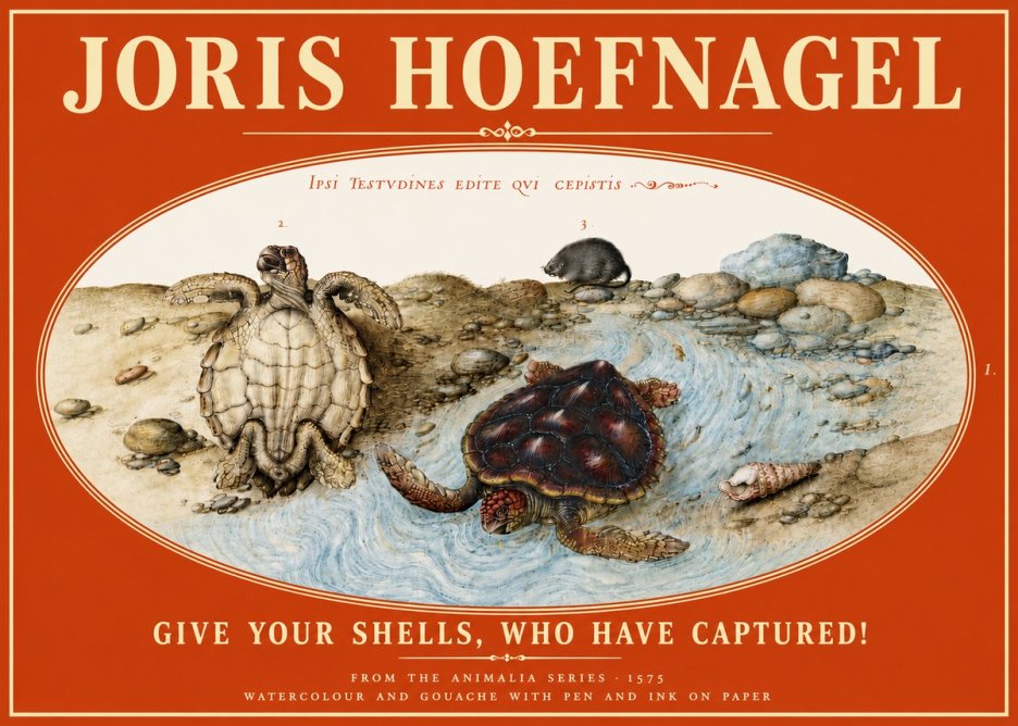 Joris Hoefnagel Two Turtles in a Stream No6 - Affiche