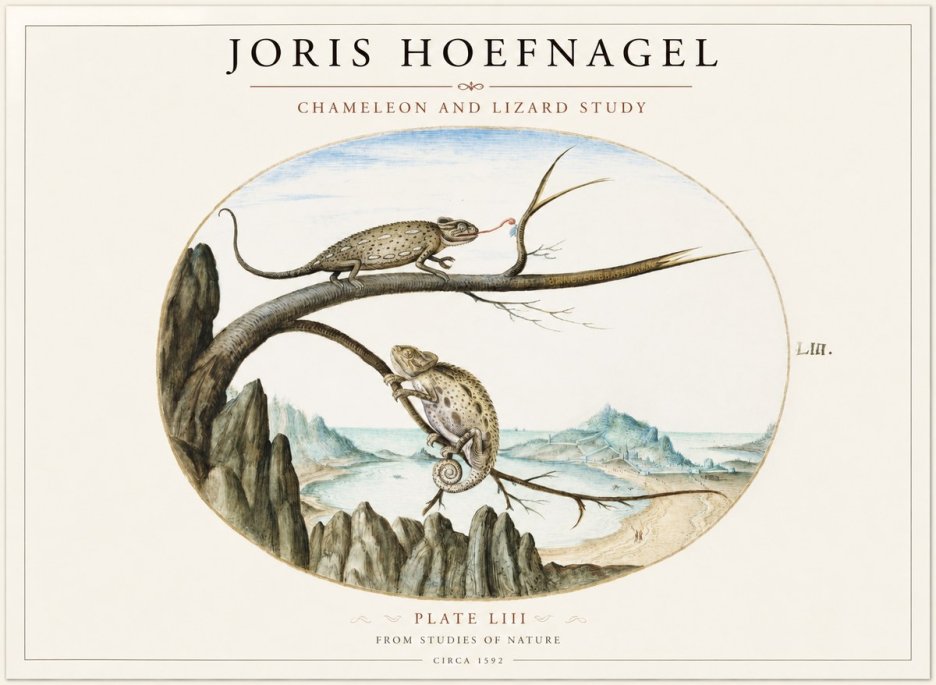 Joris Hoefnagel Chameleon and Lizard No2 - Affiche