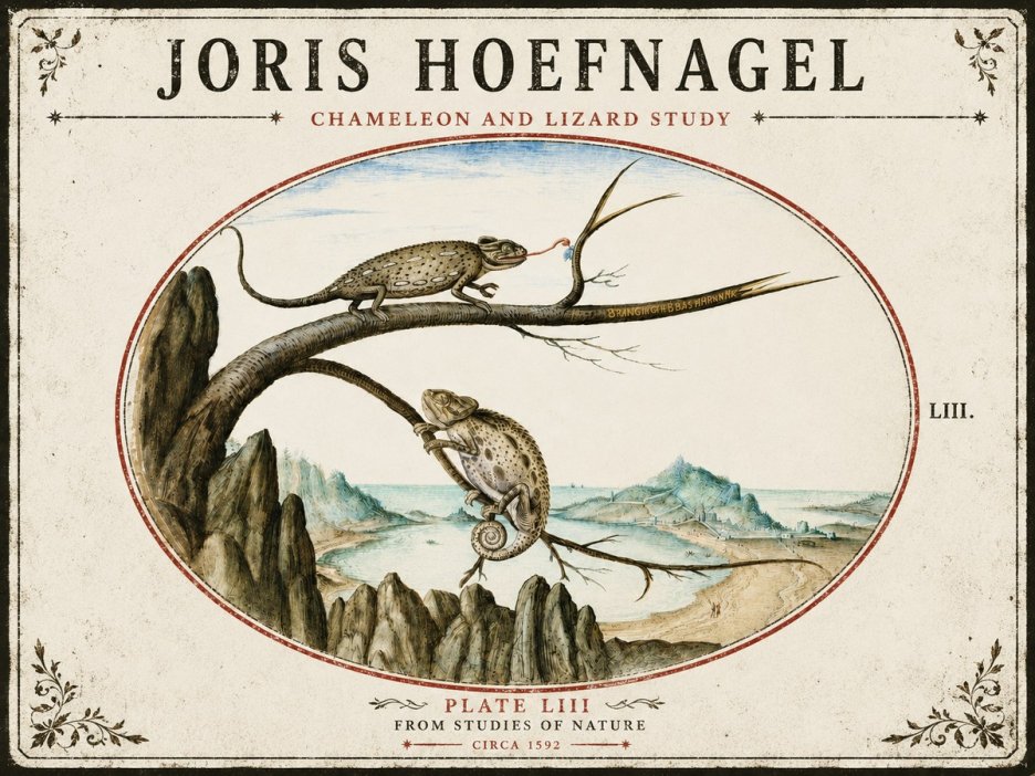 Joris Hoefnagel Chameleon and Lizard No5 - Affiche