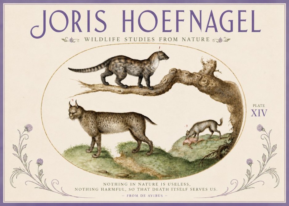 Joris Hoefnagel Wildlife Studies from Nature - Plate Xiv No4 - Affiche