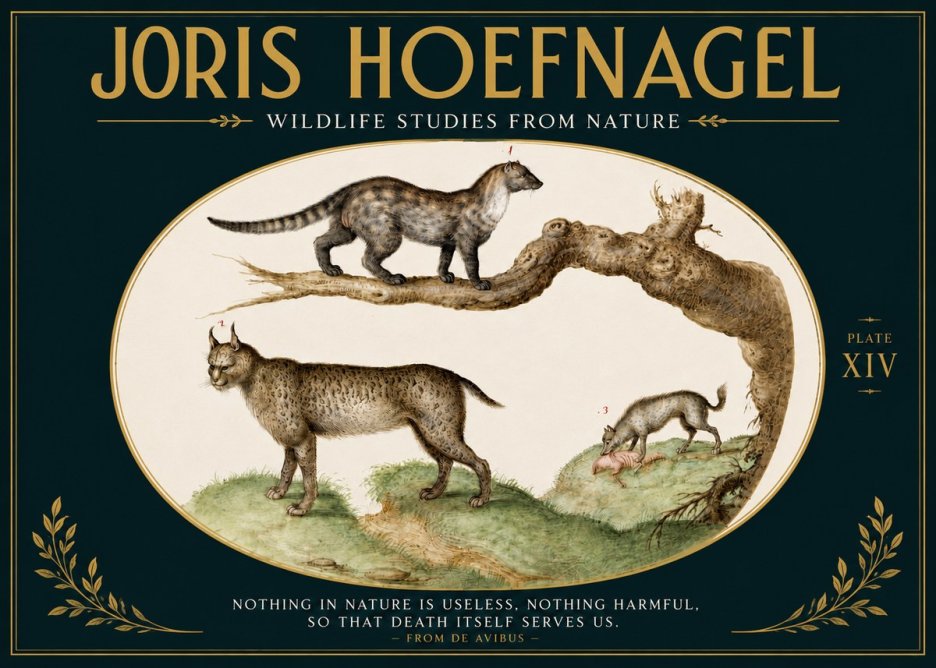 Joris Hoefnagel Wildlife Studies from Nature - Plate Xiv No5 - Affiche