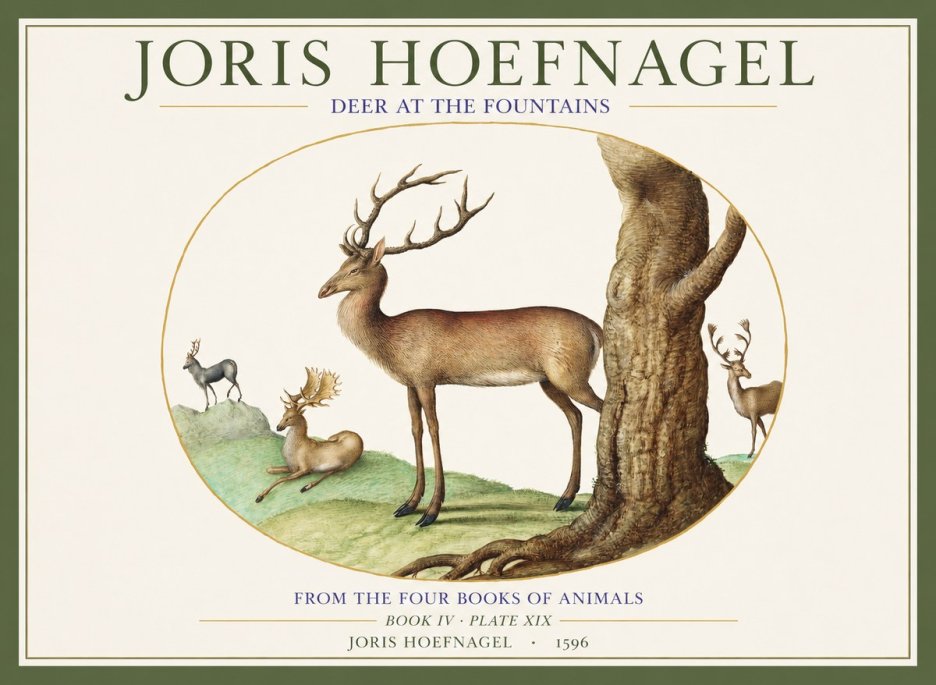 Joris Hoefnagel Deer at the Fountains No1 - Affiche