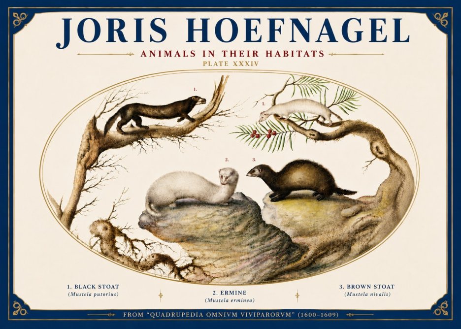 Joris Hoefnagel Animals in Their Habitats Plate Xxxiv No6 - Affiche