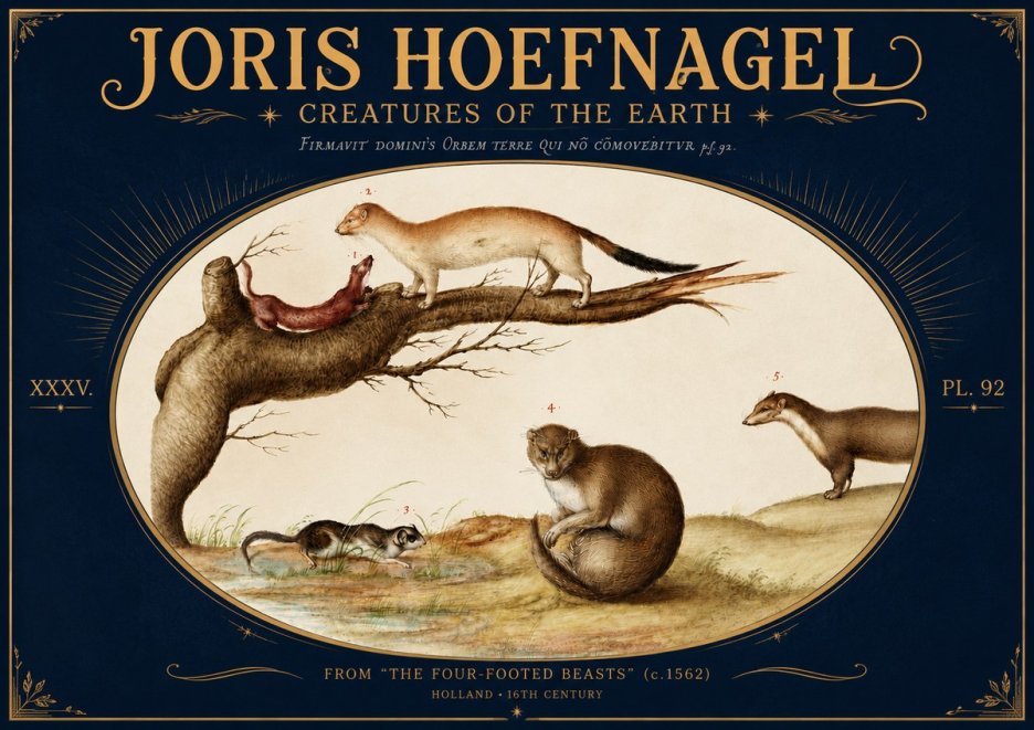 Joris Hoefnagel Creatures of the Earth I No5 - Affiche