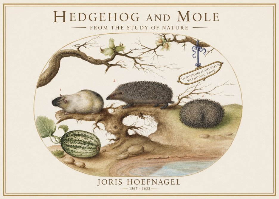 Joris Hoefnagel Hedgehog and Mole No1 - Affiche