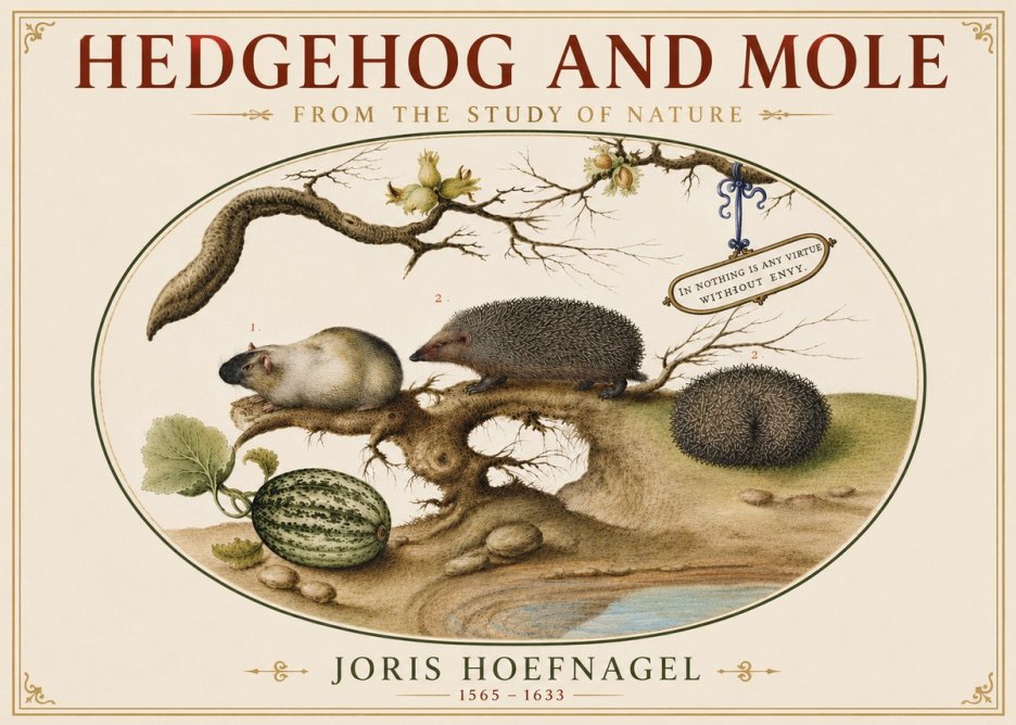 Joris Hoefnagel Hedgehog and Mole No5 - Affiche
