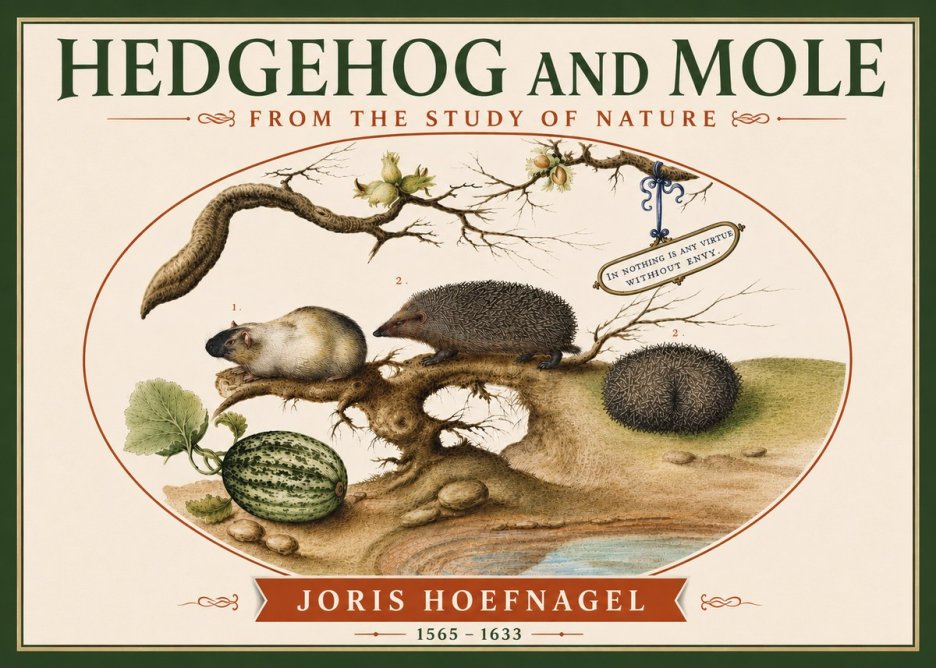 Joris Hoefnagel Hedgehog and Mole No6 - Affiche
