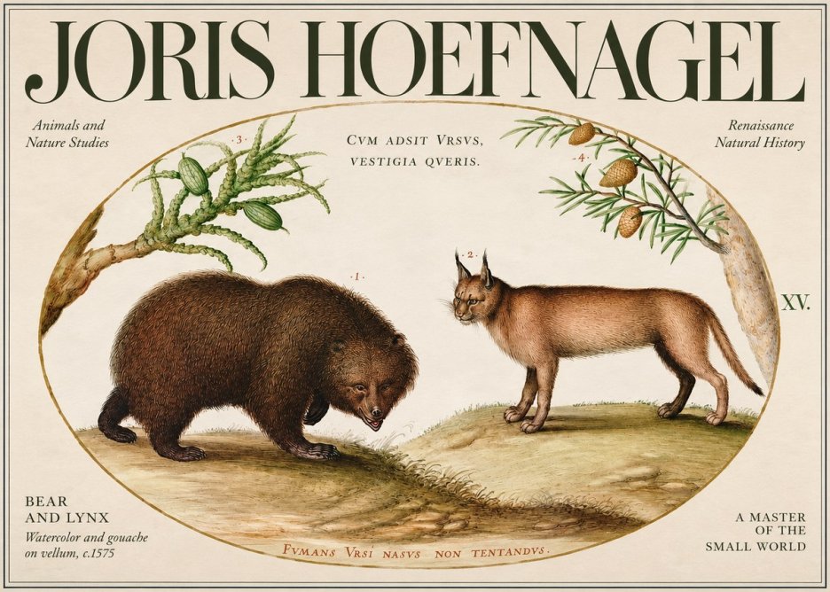 Joris Hoefnagel Bear and Lynx No3 - Affiche