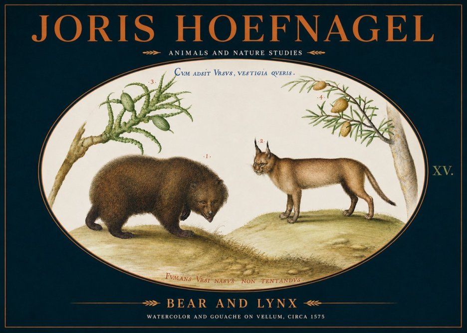 Joris Hoefnagel Bear and Lynx No4 - Affiche
