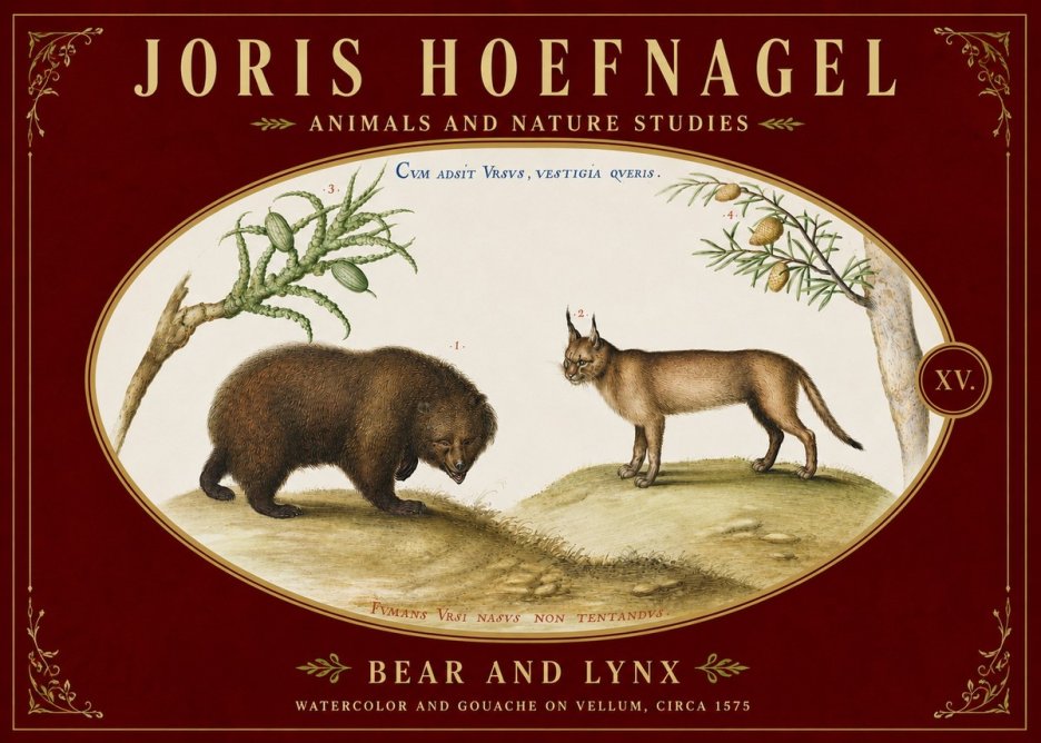 Joris Hoefnagel Bear and Lynx No5 - Affiche