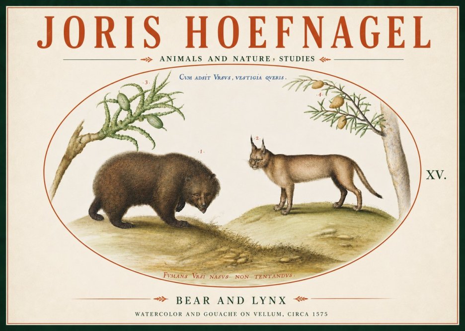 Joris Hoefnagel Bear and Lynx No6 - Affiche