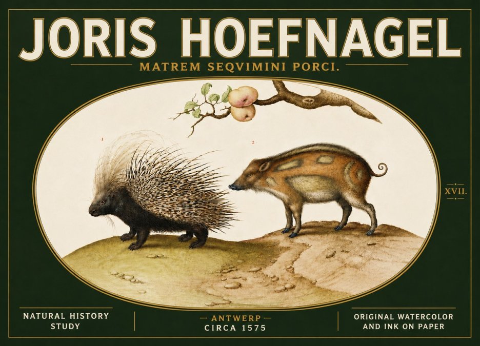 Joris Hoefnagel Matrem Seqvimini Porci. No5 - Affiche